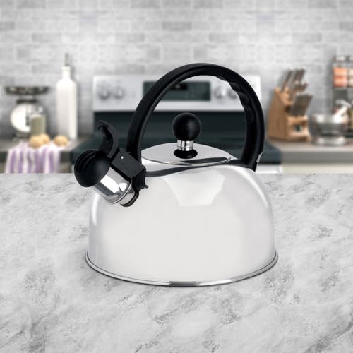 Gibson Springberry 2.25 Qt. Stainless Steel Kettle In White