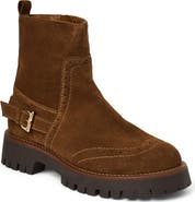 Bruno Magli Luca Lug Sole Suede Moto Boot