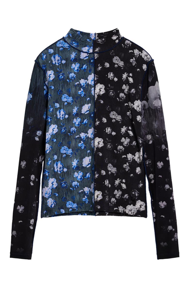 Floral Print Long Sleeve Shirt, Alternate, color, BLACK