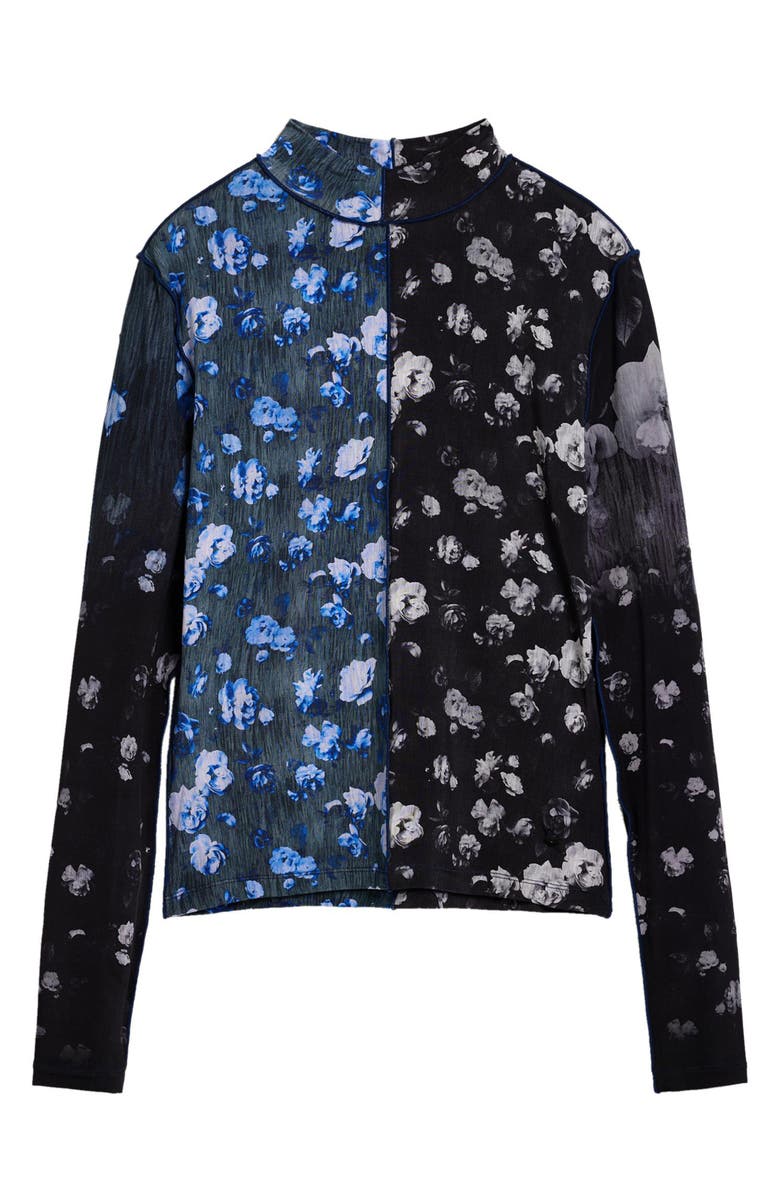 Desigual Floral Print Long Sleeve Shirt, Alternate, color, Black
