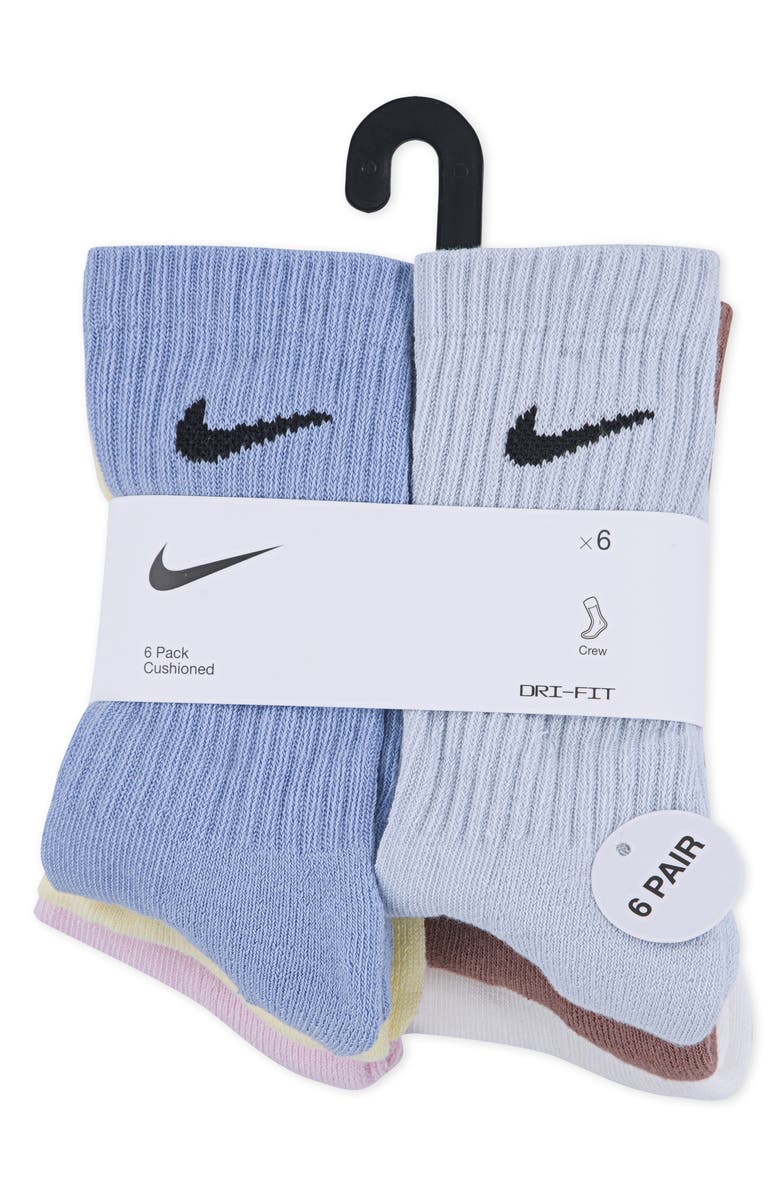 Nike Kids' Dri-FIT 6-Pack Basic Crew Socks, Alternate, color, Cobalt Bliss