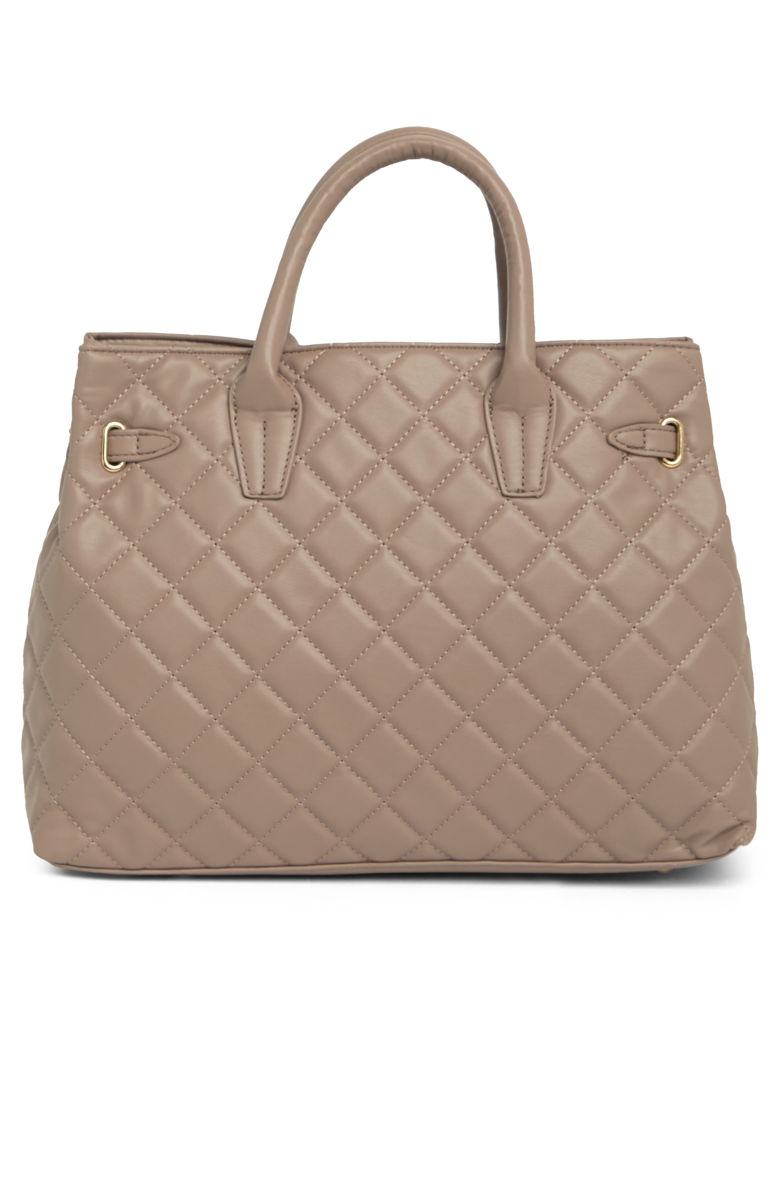 Badgley Mischka Collection Large Diamond Quilted Tote Bag, Alternate, color, Taupe