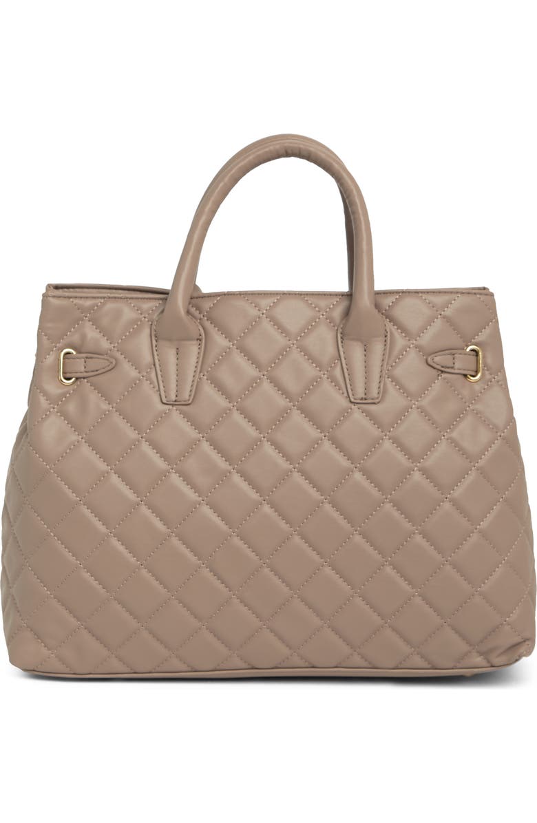 Badgley Mischka Collection Large Diamond Quilted Tote Bag, Alternate, color, Taupe
