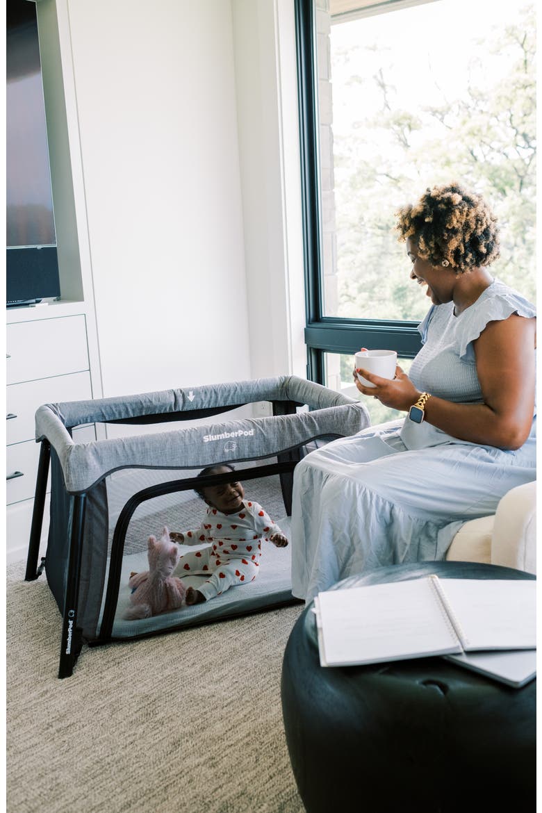 SlumberGo Travel Playard, Alternate, color, GRAY