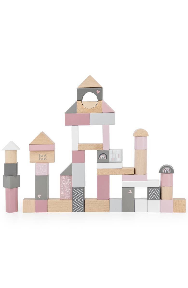 Label Label 50 Piece Wooden Blocks Stacking Toy Set, Main, color, Multicolored