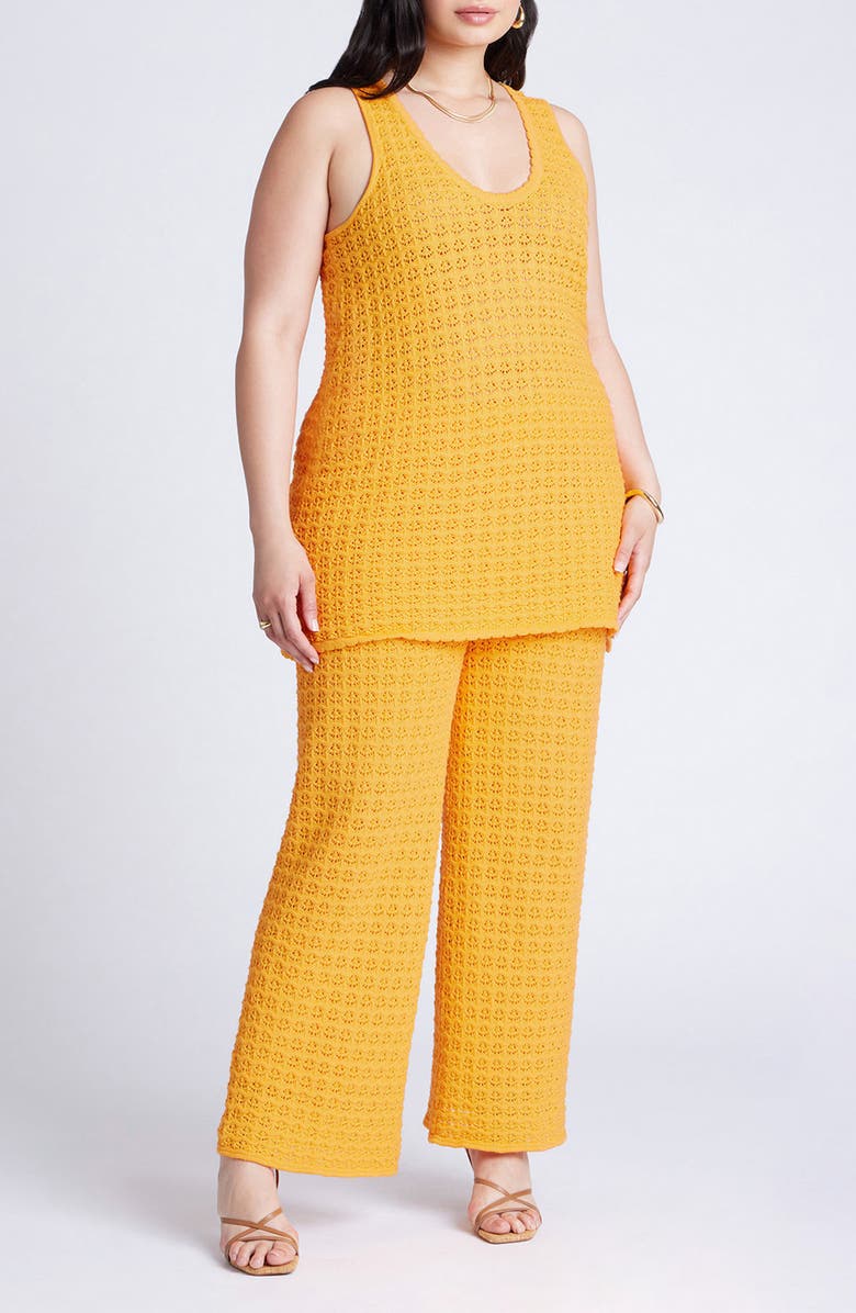 ELOQUII Scalloped Edge Sleeveless Knit Top, Alternate, color, 