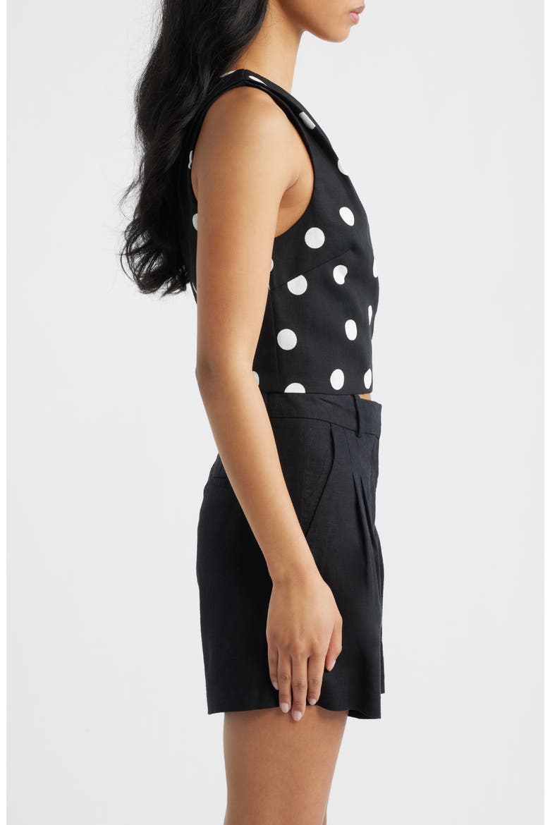 Abrei Polka Dot One Shoulder Crop Top, Alternate, color, BLACK