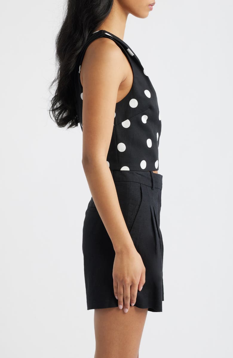 MANGO Abrei Polka Dot One Shoulder Crop Top, Alternate, color, Black