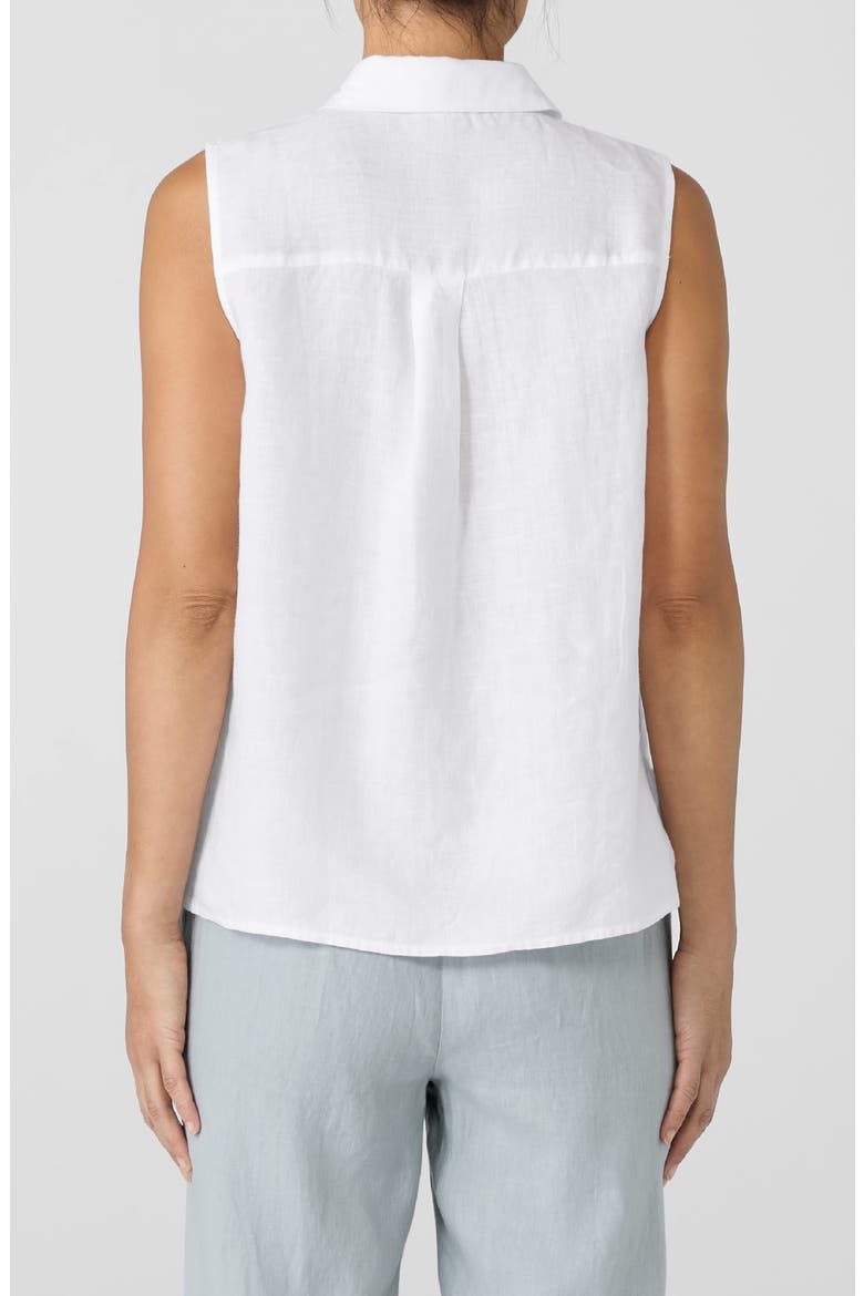 Classic Sleeveless Organic Linen Button-Up Shirt, Alternate, color, WHITE