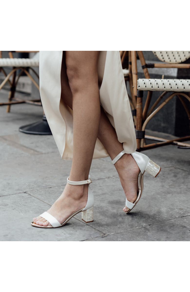 Freya Rose Martene Midi Ankle Strap Pearl Heel Sandal, Alternate, color, Champagne