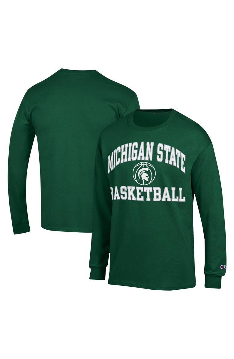 Champion Men's Champion Green Michigan State Spartans Basketball Icon Long Sleeve T-Shirt, Main, color, 