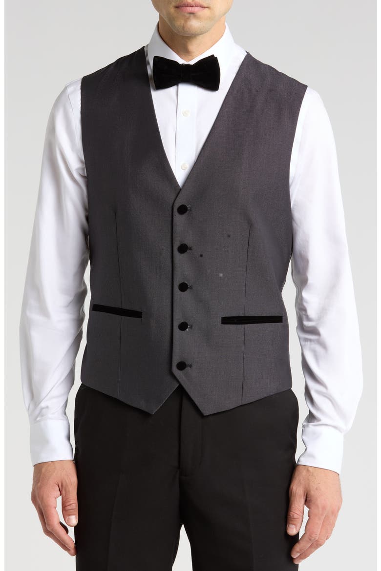 Velvet Trim Tuxedo with Vest, Alternate, color, GREY
