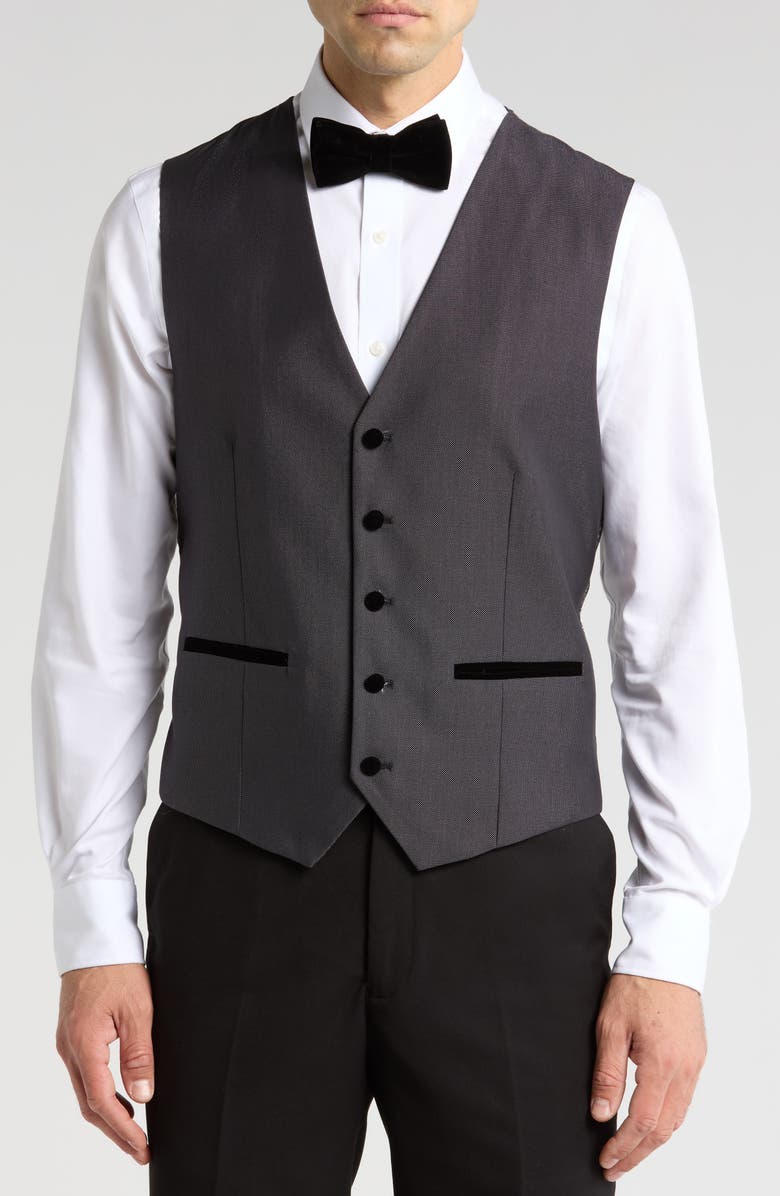 Gino Vitale Velvet Trim Tuxedo with Vest, Alternate, color, Grey