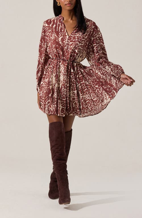 Astr The Label Marisela Long Sleeve Minidress In Burgundy