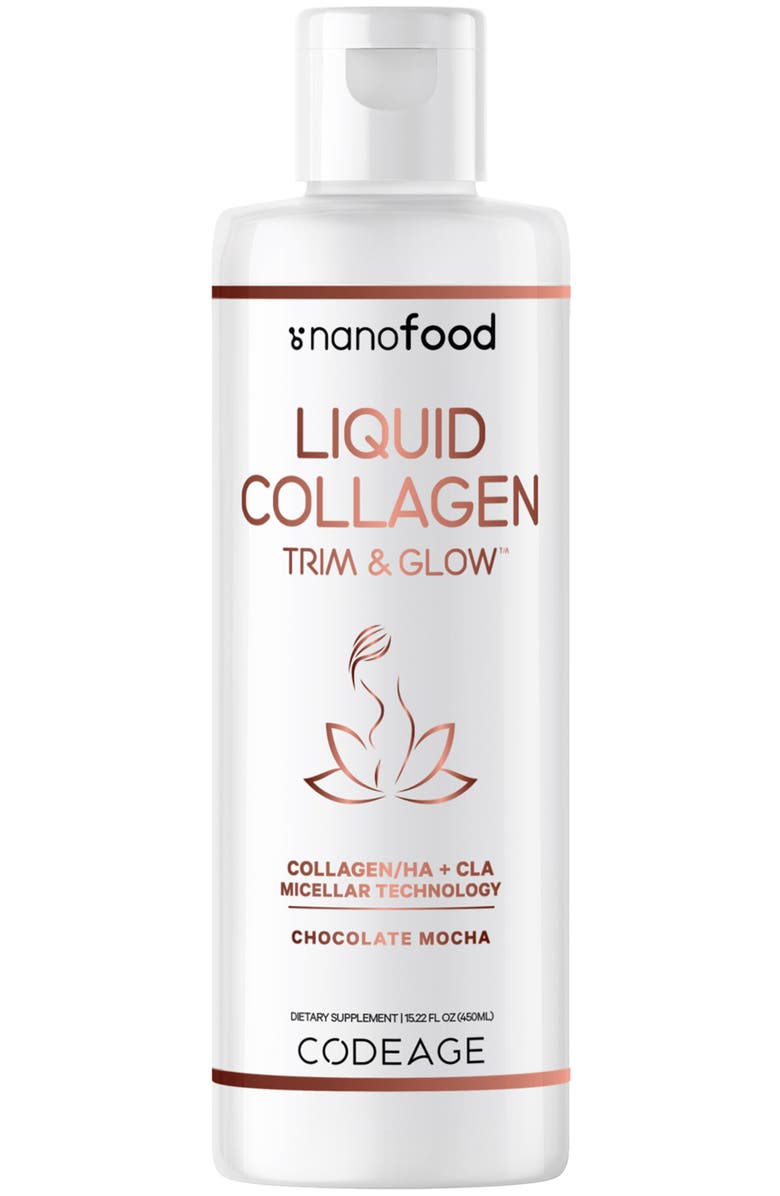 Codeage Liquid Collagen Trim & Glow Supplement Chocolate, Main, color, White
