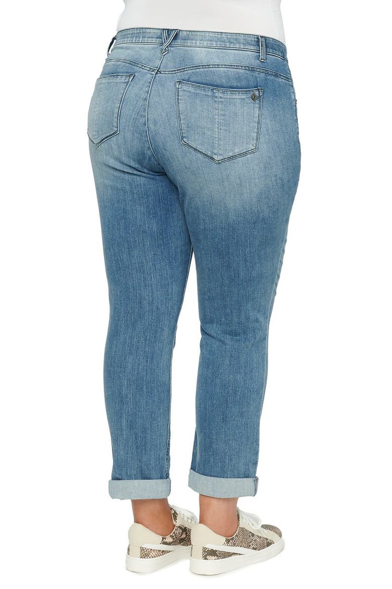 'Ab'Solution Distressed Girlfriend Jeans (Nordstrom Exclusive), Alternate, color, BLUE