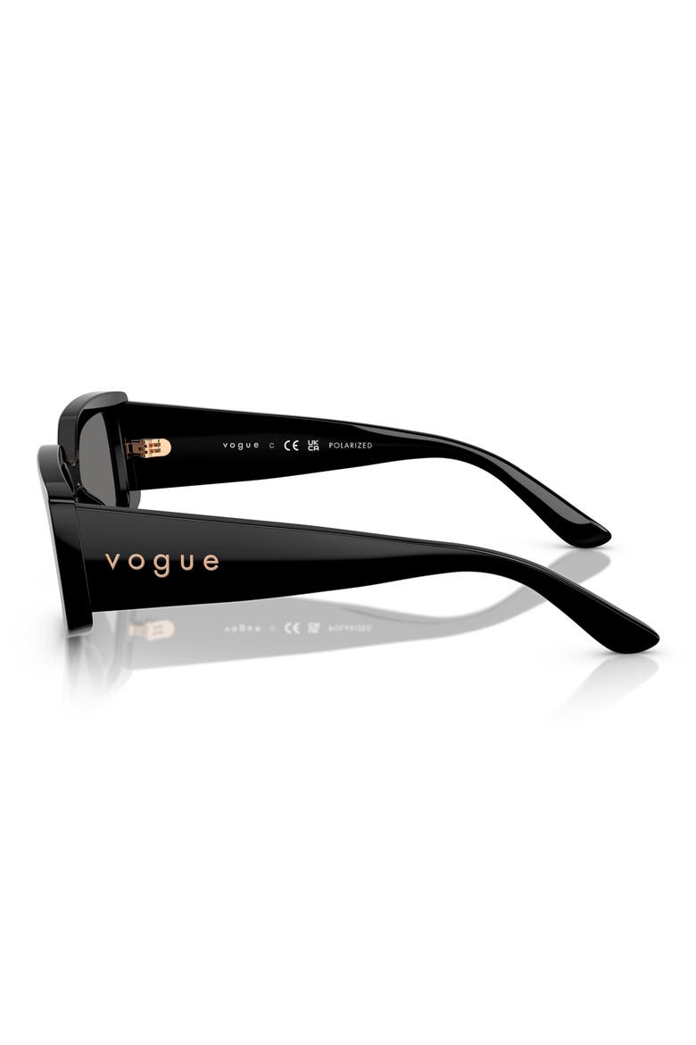 55mm Polarized Rectangular Sunglasses, Alternate, color, BLACK