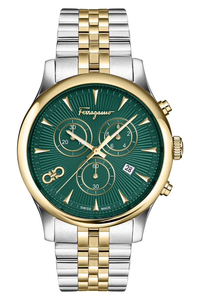Duo Two-Tone Chronograph Bracelet Watch, 42mm, Main, color, TWO TONE