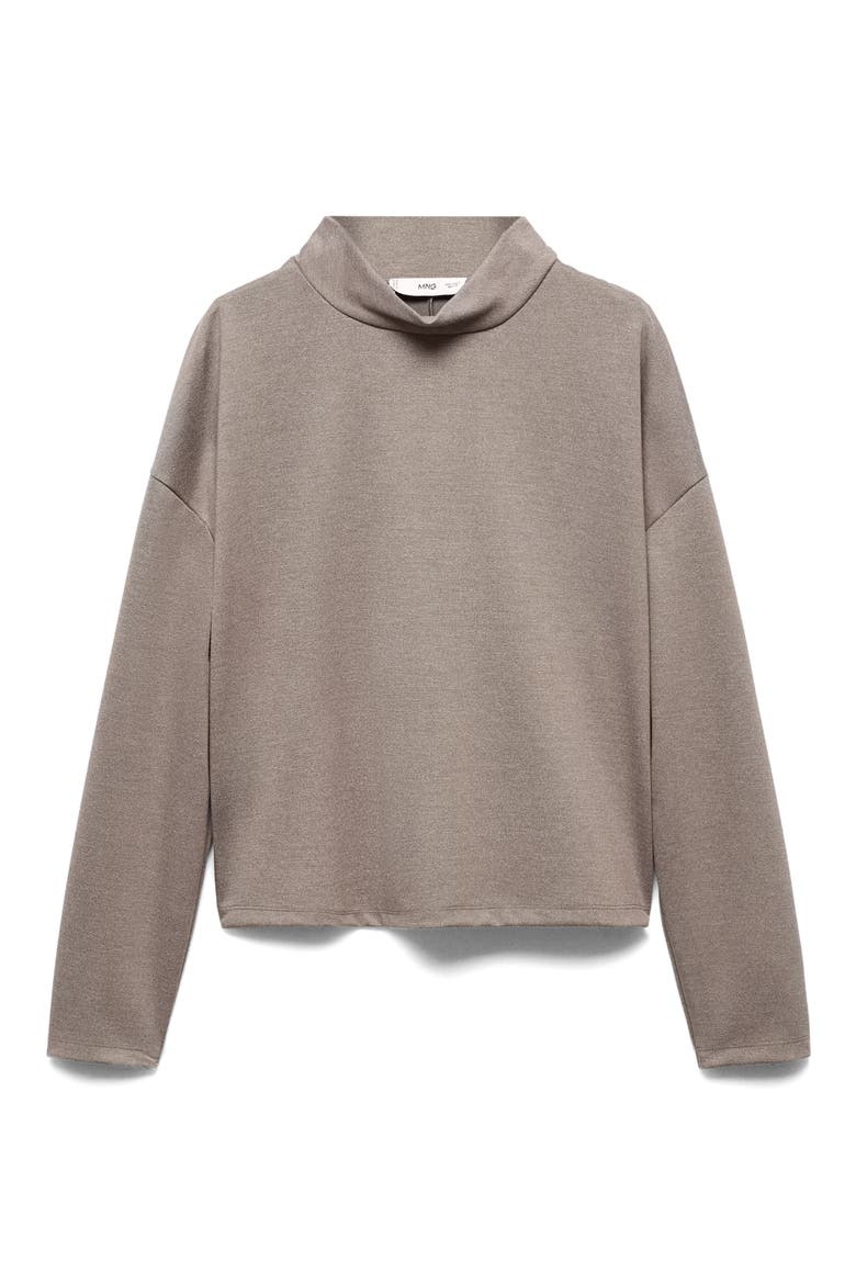 Mock Neck Sweatshirt, Alternate, color, MEDIUM BROWN