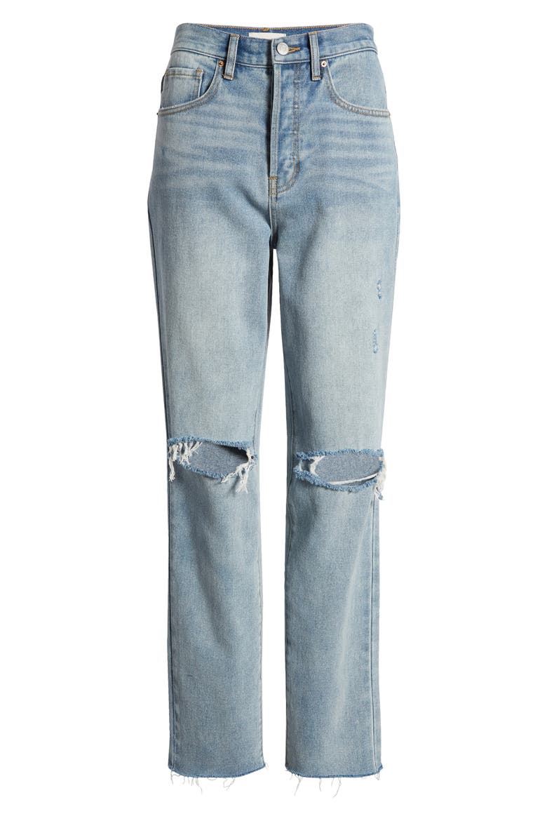 Ripped High Waist Dad Jeans, Alternate, color, PAELLA