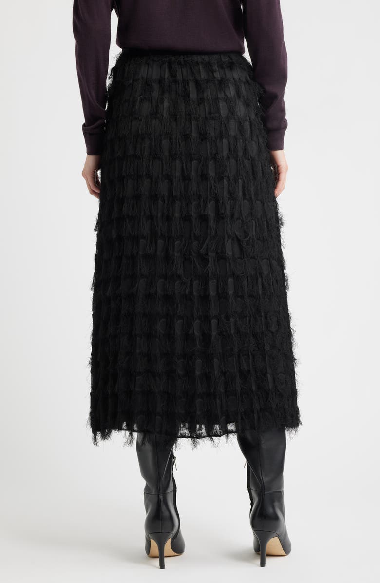 BOSS Vodia Fringe Detail Midi Skirt, Alternate, color, Black