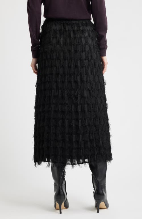 Hugo Boss Boss Vodia Fringe Detail Midi Skirt In Black