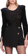 Avec Les Filles Open Back Flocked Bodysuit