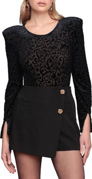 Avec Les Filles Open Back Flocked Bodysuit