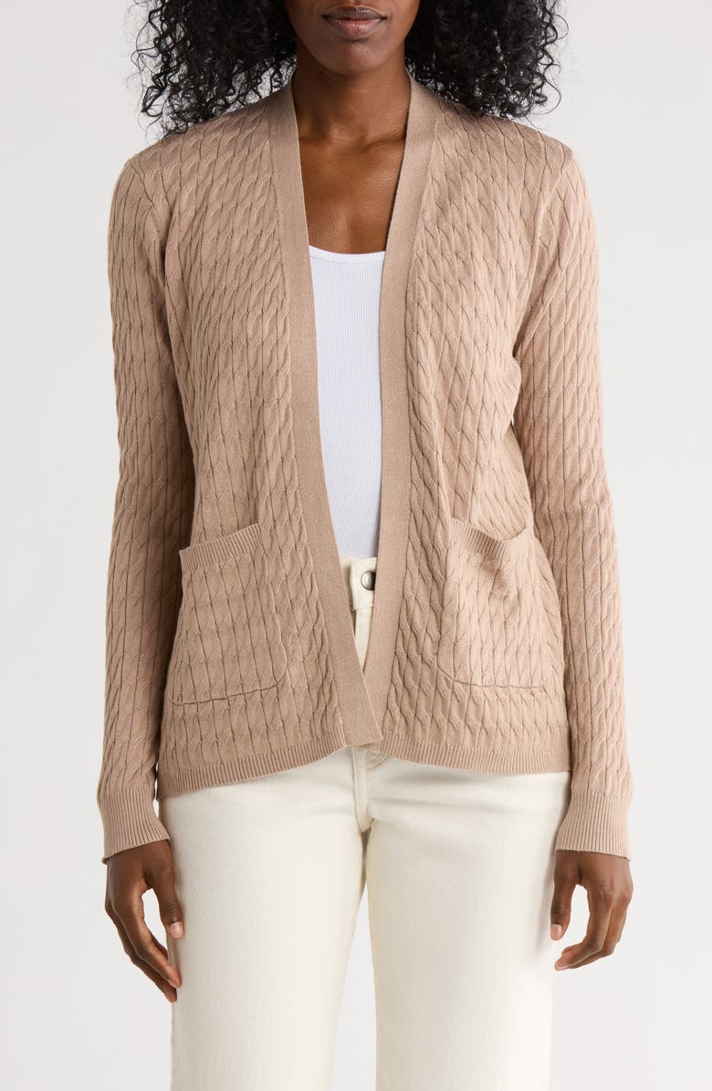 CYRUS Cable Knit Cardigan, Main, color, Warm Taupe