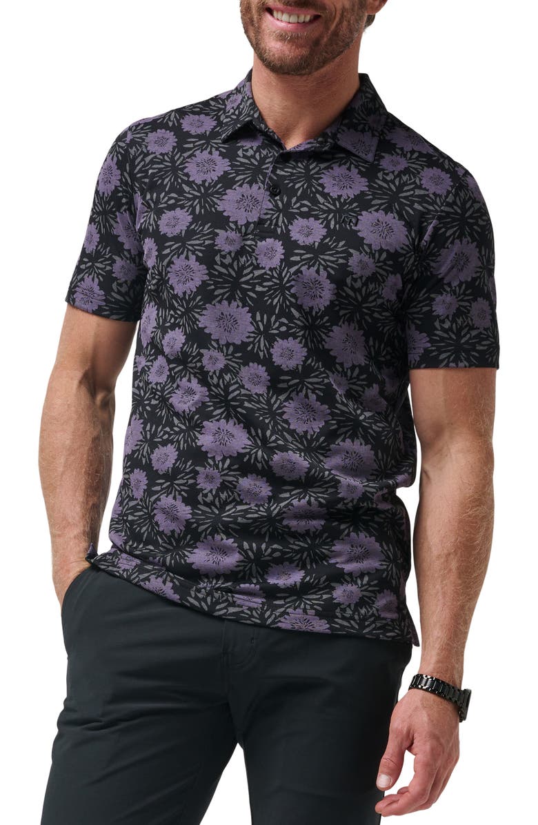 TravisMathew Not Happening Floral Piqué Polo, Main, color, Black