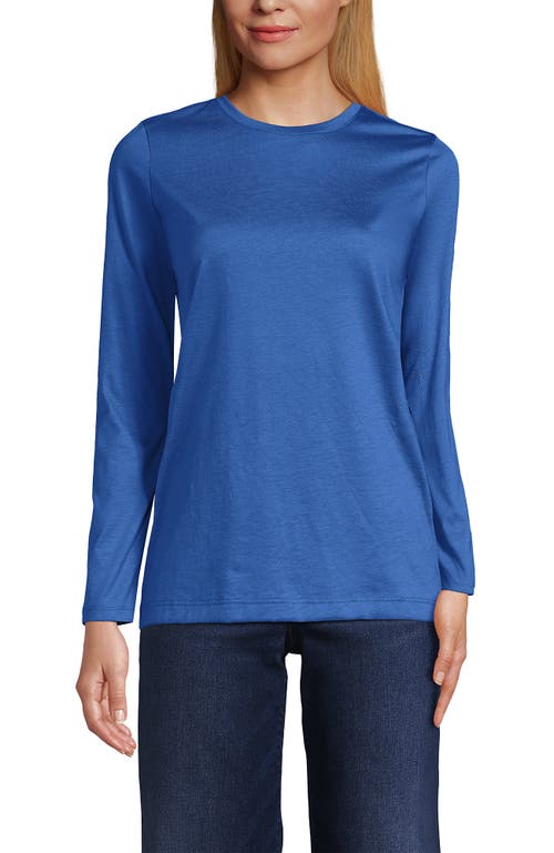 Lands' End Relaxed Supima Cotton Long Sleeve Crew Neck T-shirt In Blue