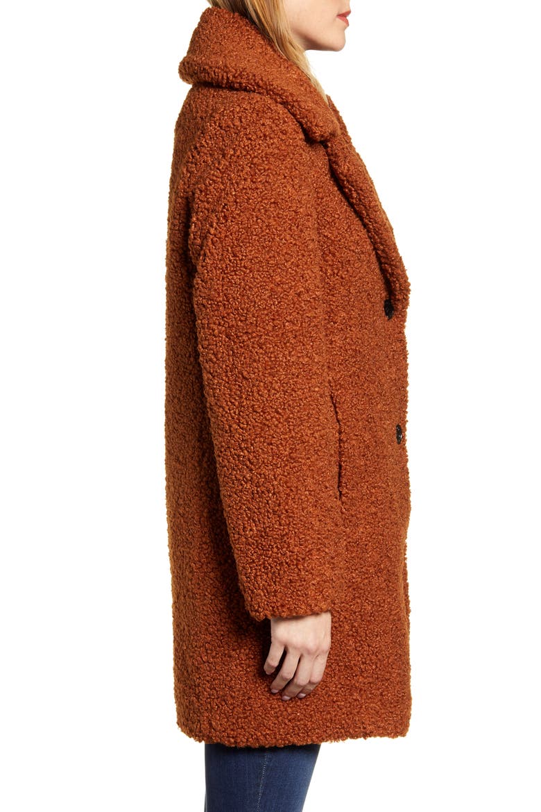 Faux Fur Teddy Coat, Alternate, color, COGNAC