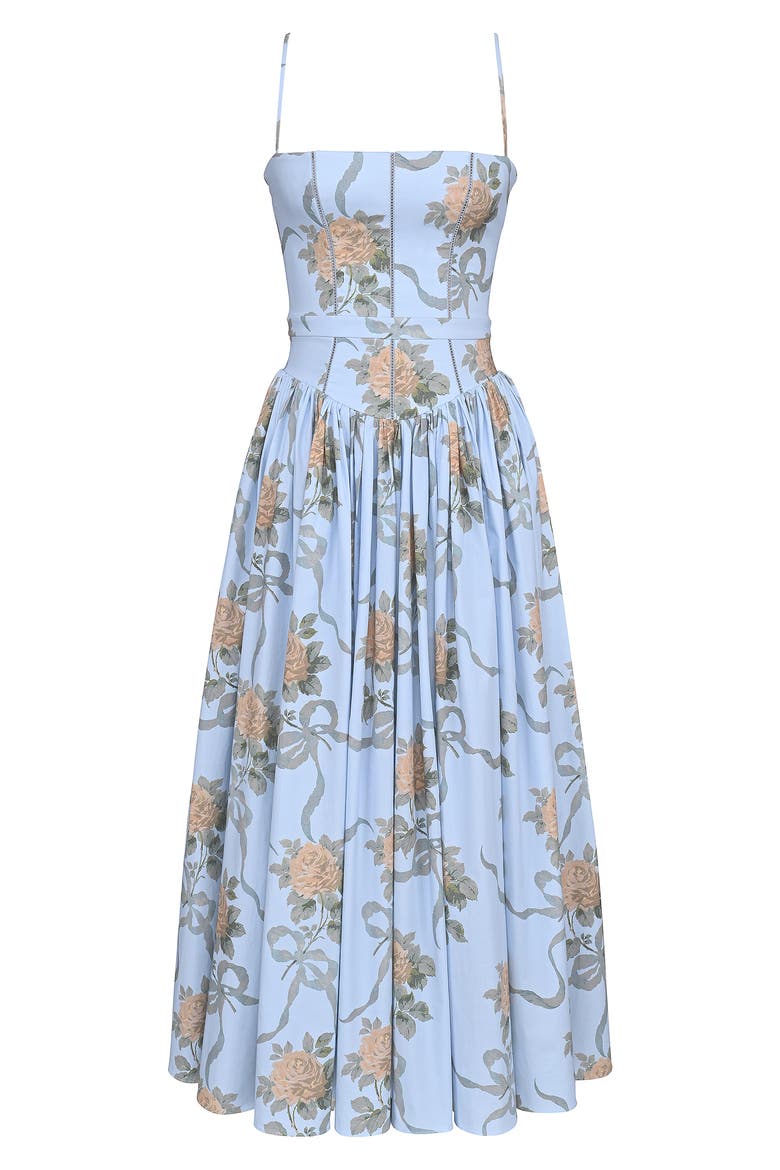 Ysabella Floral Maxi Sundress, Alternate, color, YELLOW ROSE BLUE