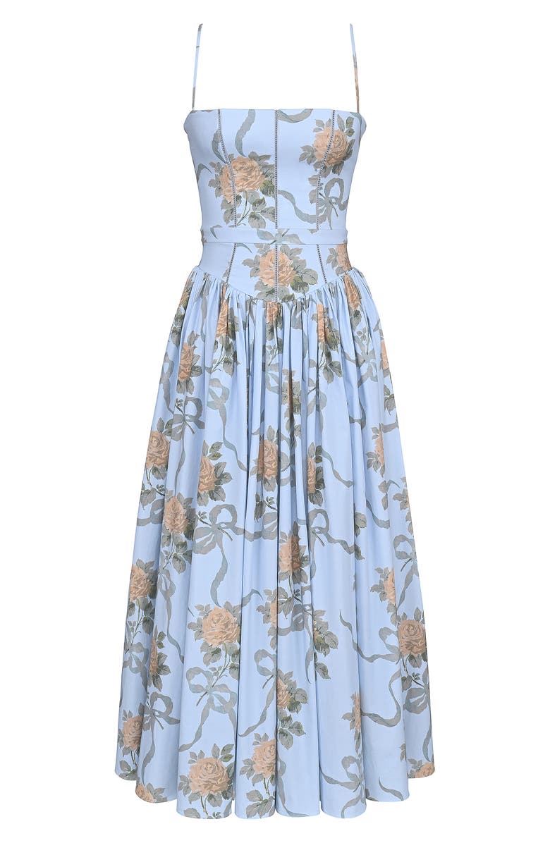 HOUSE OF CB Ysabella Floral Maxi Sundress, Alternate, color, Yellow Rose Blue