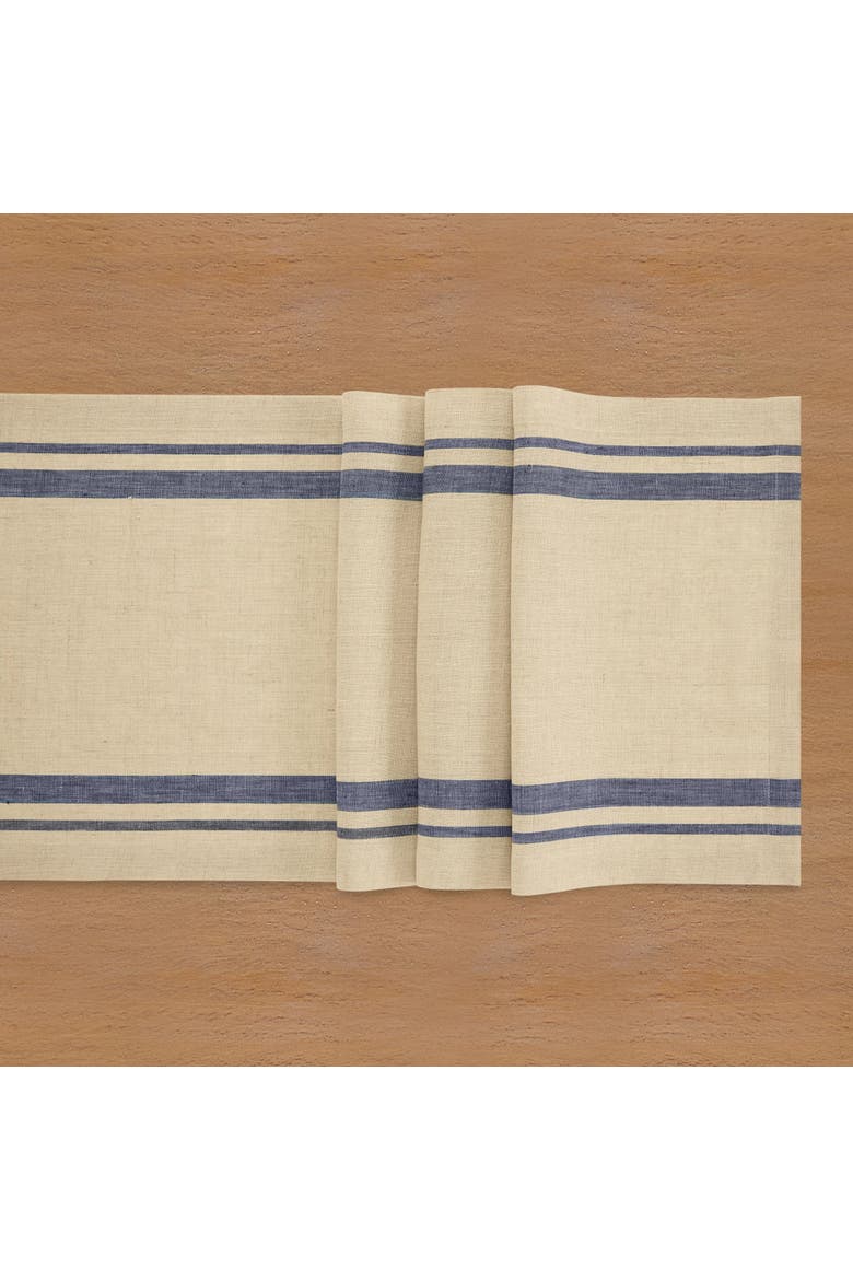 Linen Table Runner - French Stripe, Alternate, color, Navy and Natural