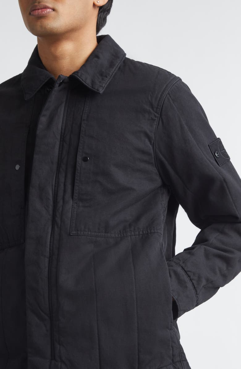 Stone Island Cotton & Flax Jacket, Alternate, color, Black
