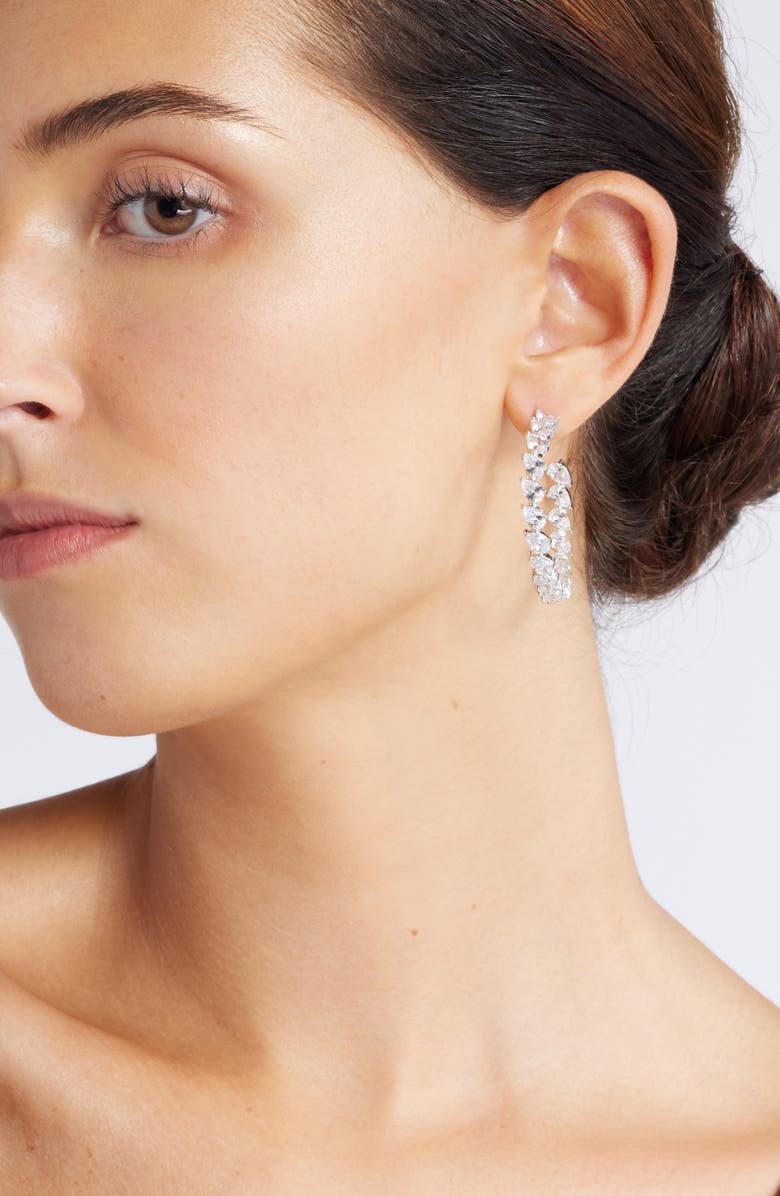 Nordstrom Angled Cubic Zirconia Hoop Earrings, Alternate, color, 