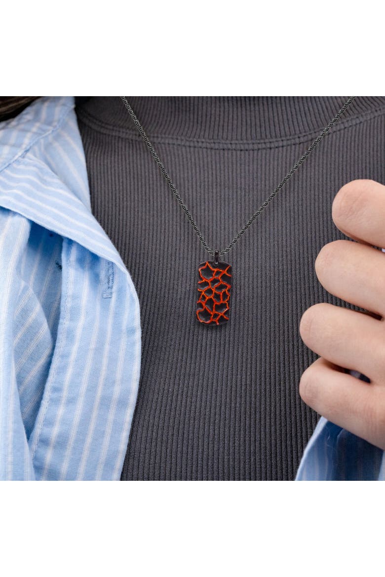 Earth Fire Silver & Enamel Tag Necklace, Alternate, color, Dark Grey