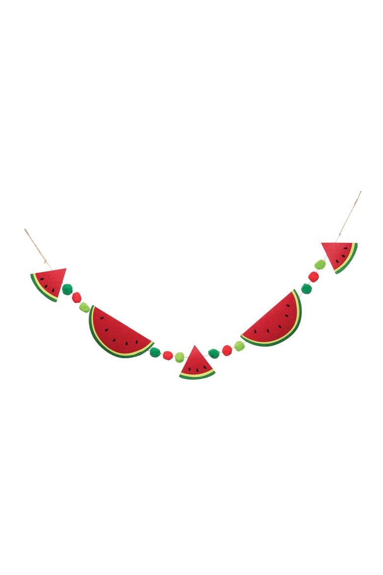 Watermelon Slice Decorative PomPom Hanging Garland 59.84", Main, color, Red