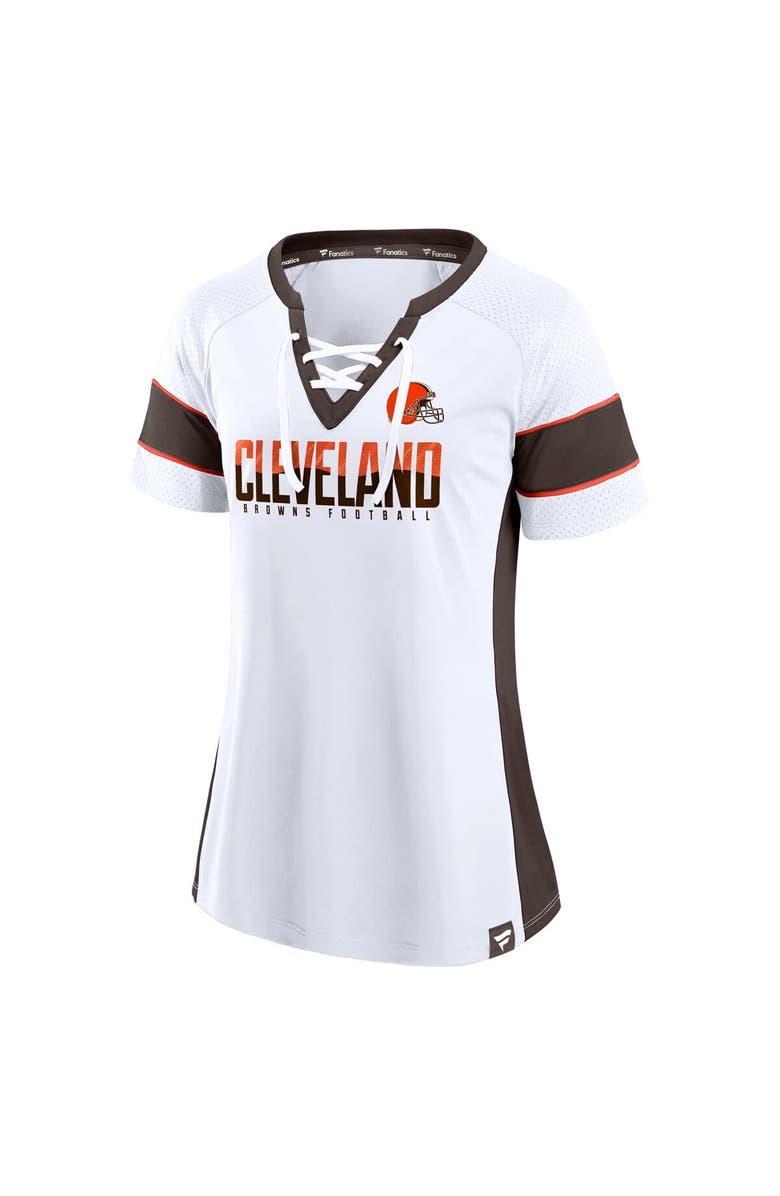 FANATICS Women's Fanatics  White Cleveland Browns Athena Lace-Up V-Neck T-Shirt, Alternate, color, White