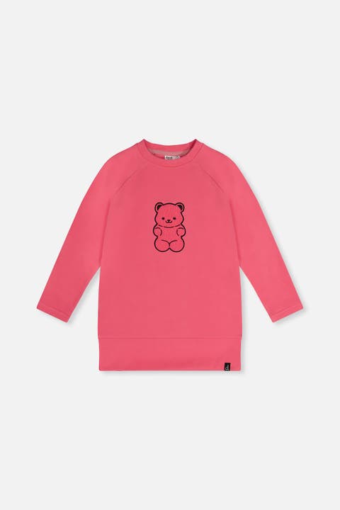 Gummy Bear Long Raglan Sleeves Relaxed Brushed Tunic Top