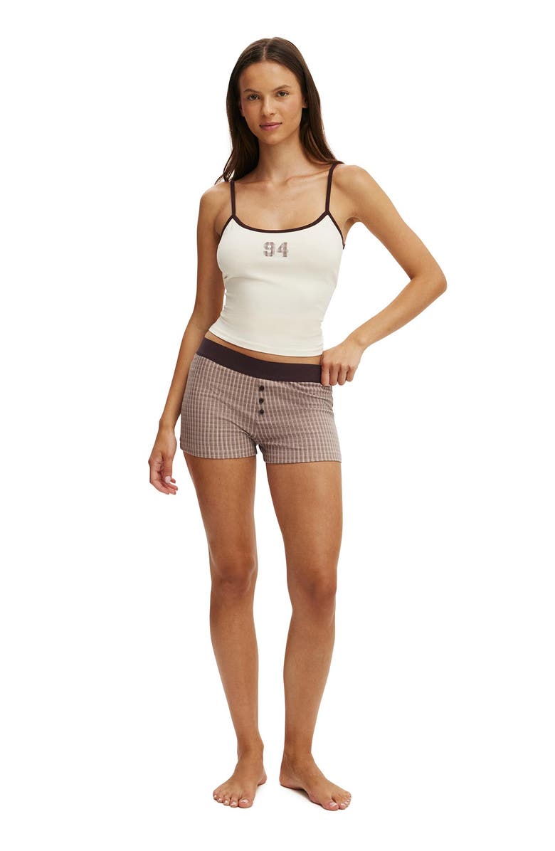 COTTON ON BODY Women's Dreamy Soft Boyshort, Alternate, color, Mocha Marle Kenny Check