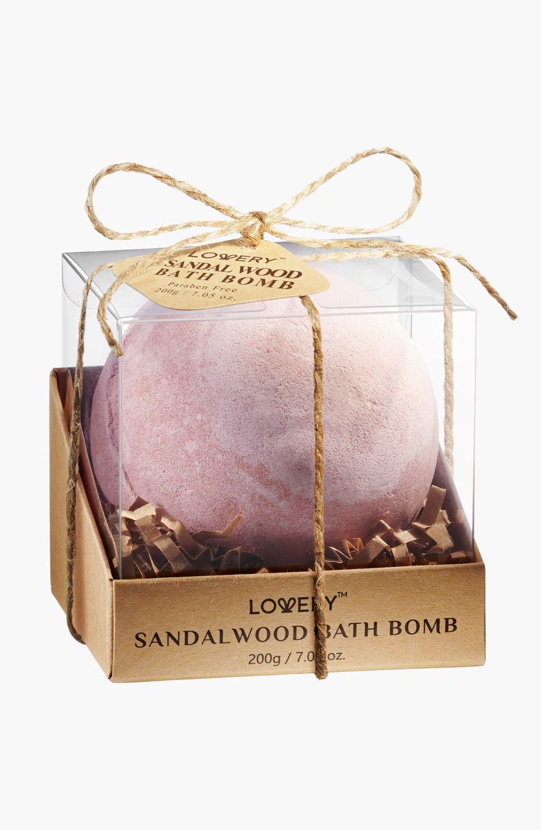 Lovery Sandalwood Handmade Bath Bomb, Main, color, Light Pink