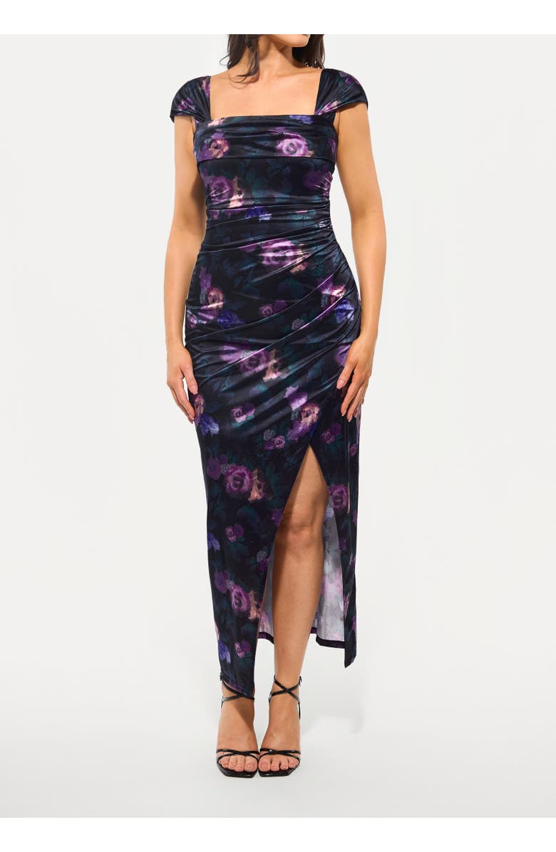 Popilush Shapewear Off Shoulder Shine Ruched Sculpting Resort Flora Maxi Dress, Alternate, color, Flora