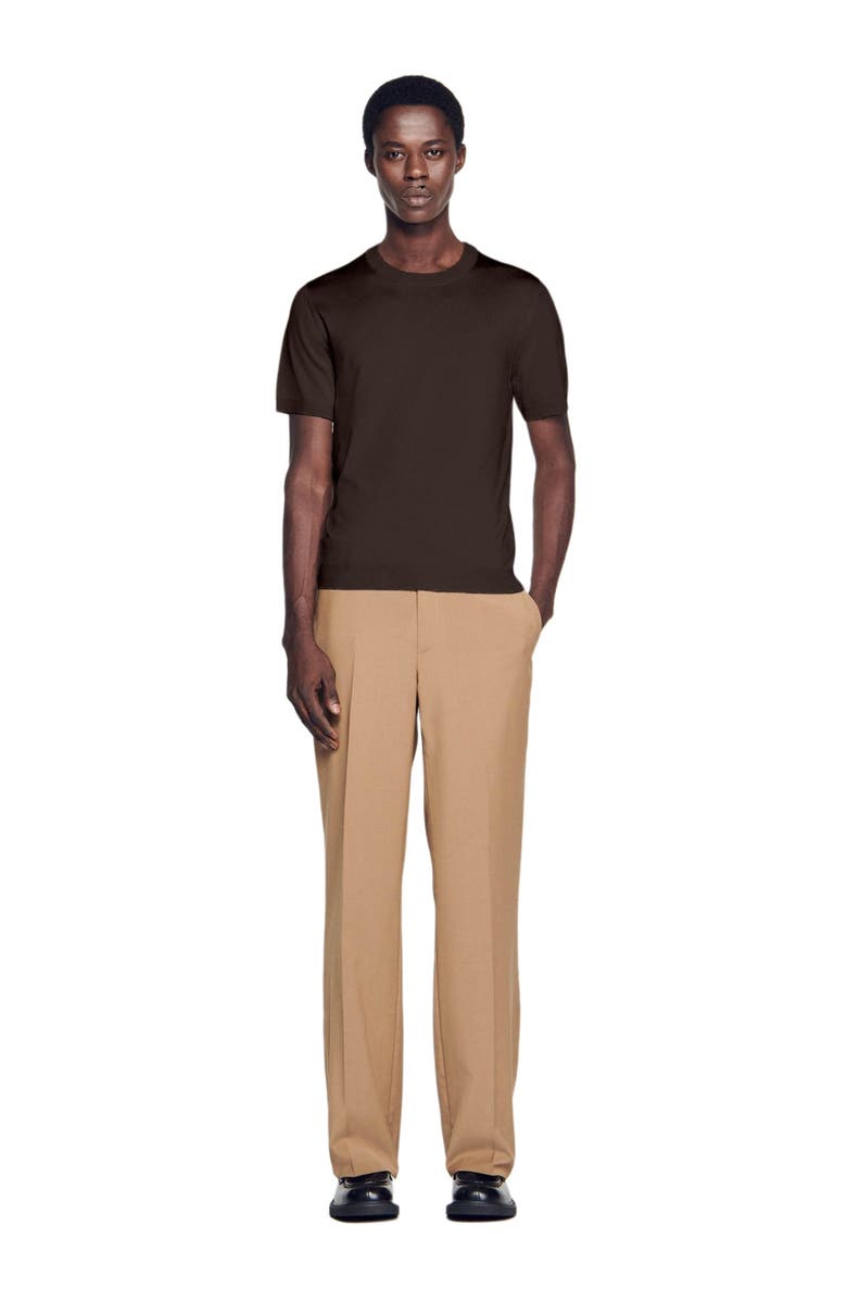 SANDRO Knitted T-shirt, Alternate, color, Chocolate