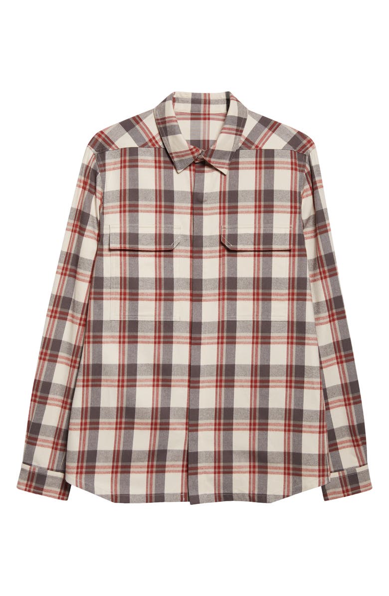 Rick Owens Plaid Cotton Overshirt, Main, color, Milk Plaid