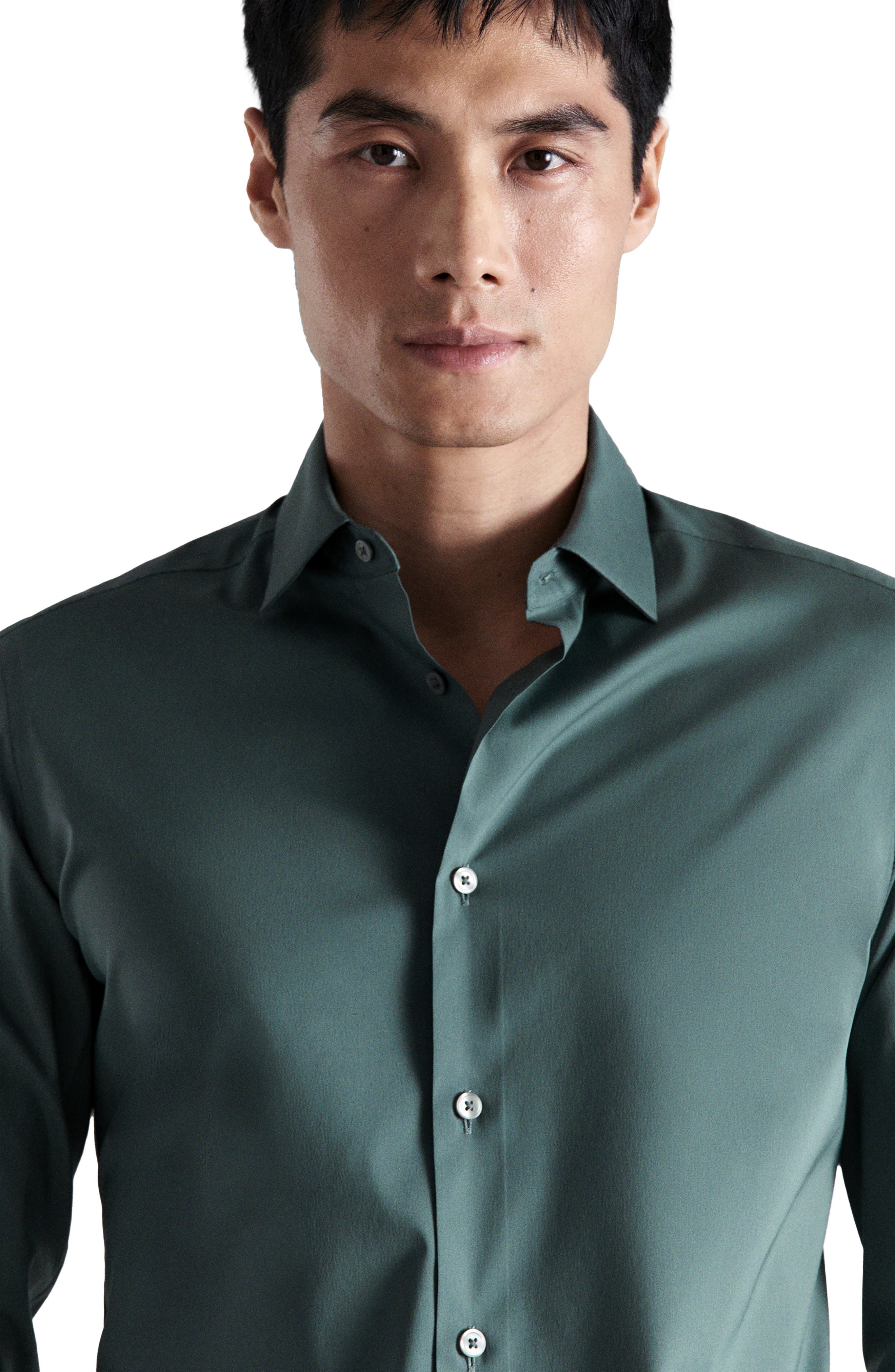 Regular Fit Stretch Cotton Blend Button-Up Shirt - image 4