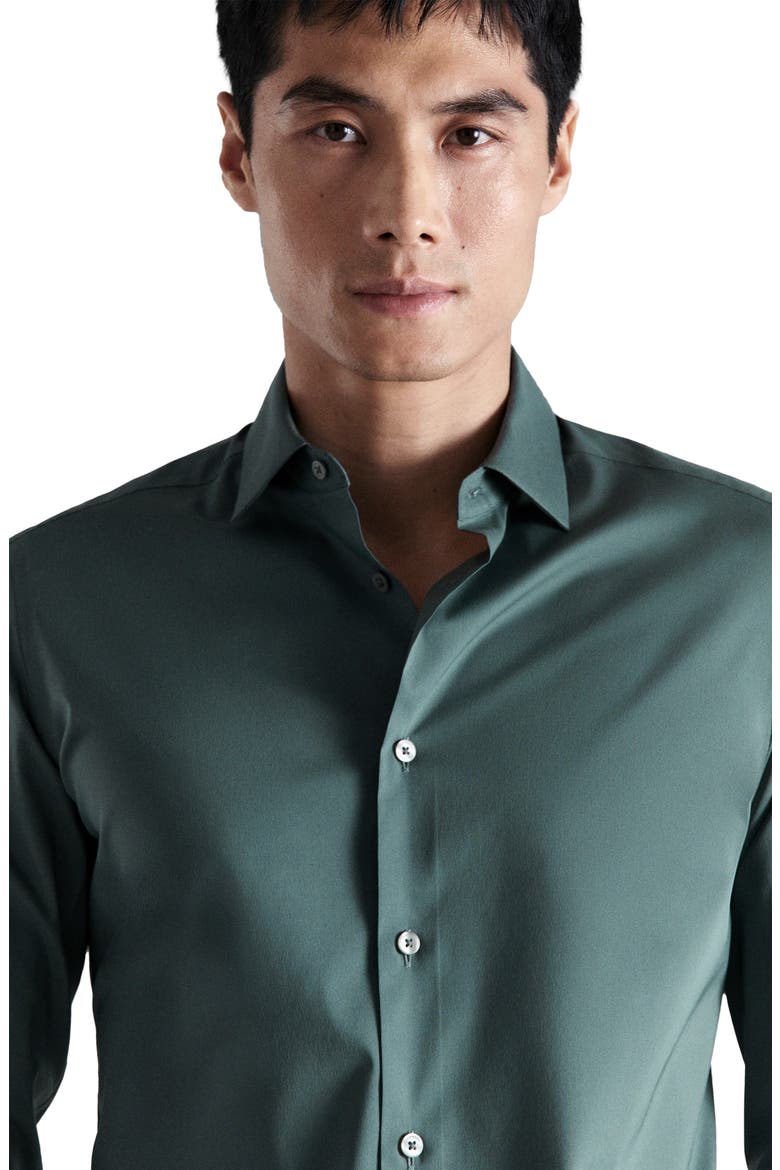 Regular Fit Stretch Cotton Blend Button-Up Shirt, Alternate, color, MEDIUM GREEN