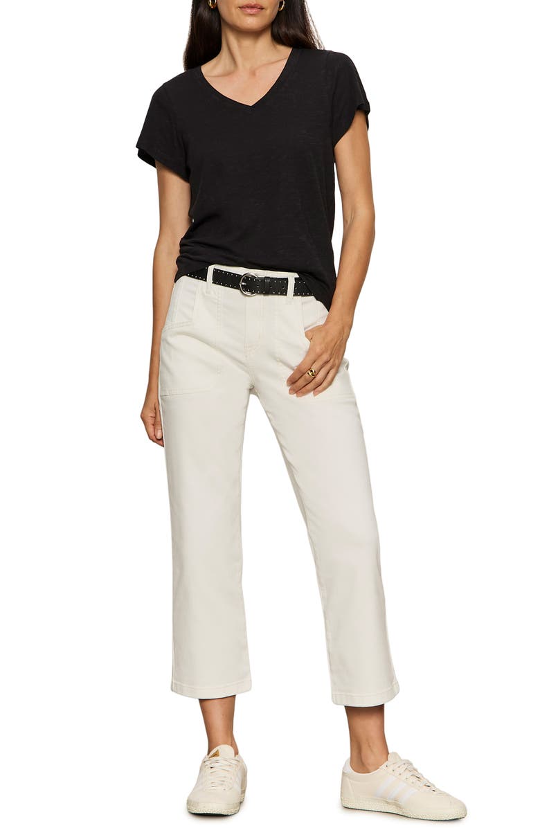 Sanctuary Retreat Mid Rise Crop Straight Leg Utility Pants, Alternate, color, Chalk White