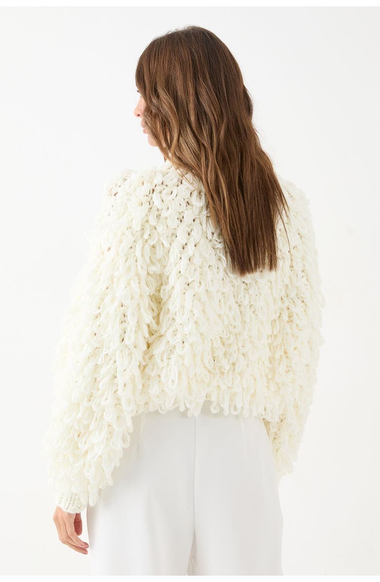 MissPap Zip Up Fringe Loop Cardigan, Alternate, color, Neutral